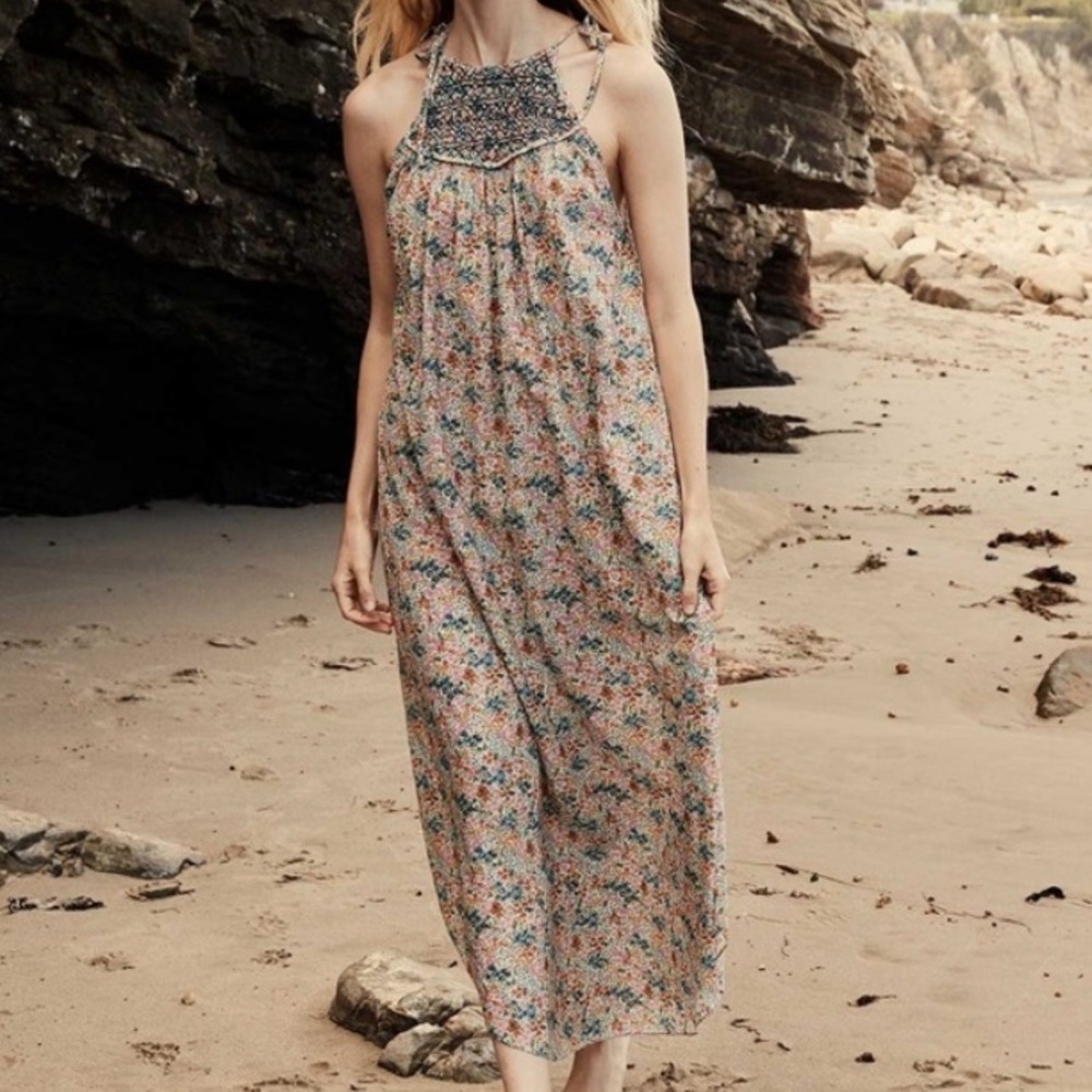 Doen Thoreau Multicolor Ladybird Floral Midi Dress XL Cottage Prairie Summer